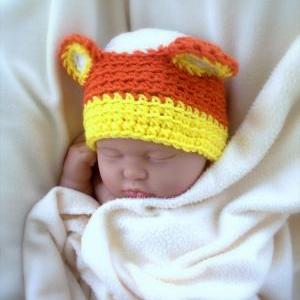 Candy Corn Bear Newborn Crochet Hat