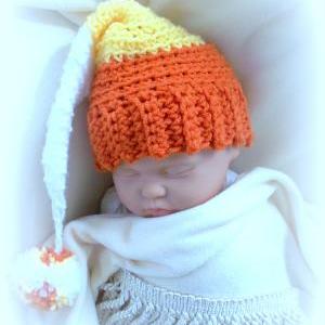 Candy Corn Elf Baby Crochet Hat