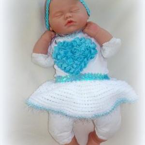 Newborn Baby Girl Sweetheart Onesie, Crochet Tutu..