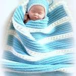 Snuggle Bear Blanket And Hat Set For Baby Boy Or..