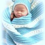 Snuggle Bear Blanket And Hat Set For Baby Boy Or..