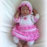 Sweet Heart Crochet Dress, Bonnet And Diaper Cover..
