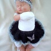 Black and Silver Butterfly baby girl tutu and headband set