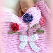 Three Rose Bouquet Newborn receiving, Nursery Blanket