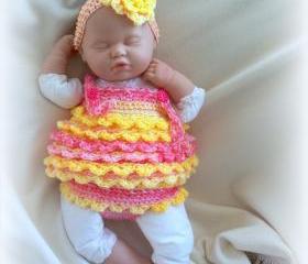 Baby Girl Crochet Diaper Cover, Headband And Dress Set on Luulla