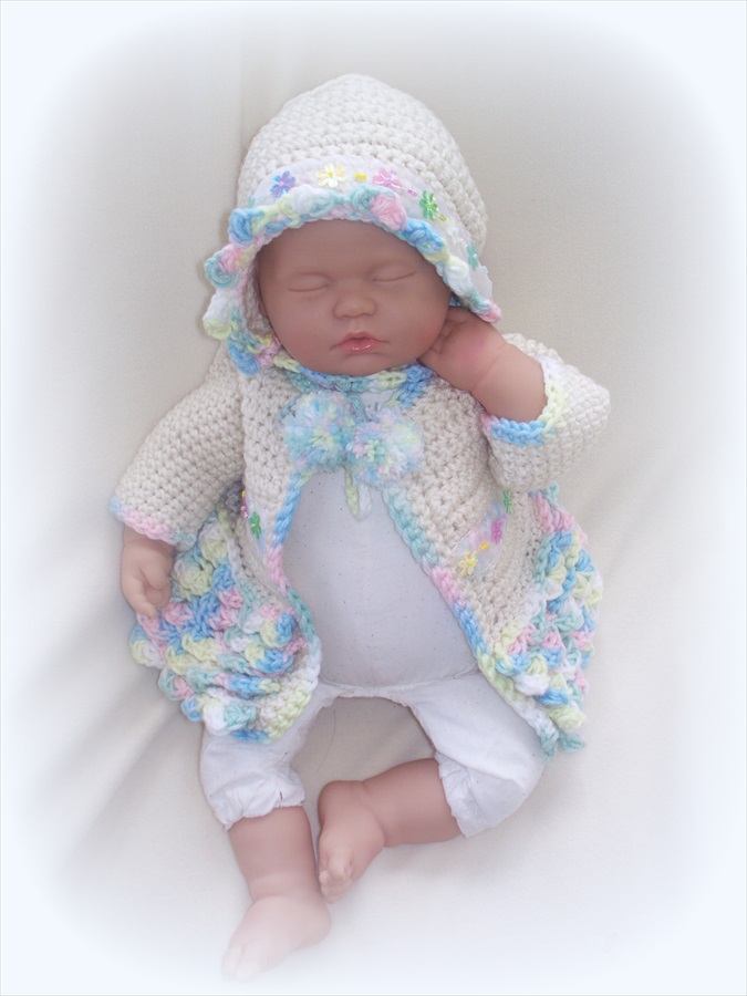 Baby Girl Sweater Coat And Bonnet on Luulla