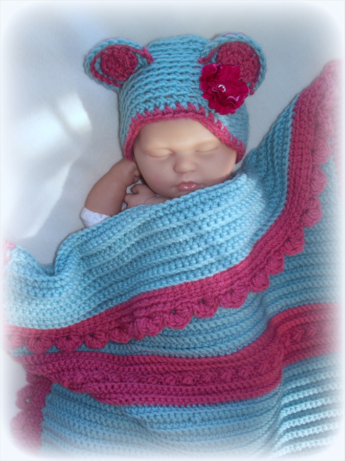 Baby Girl Recieving Blanket And Hat Set, Newborn, Nursery