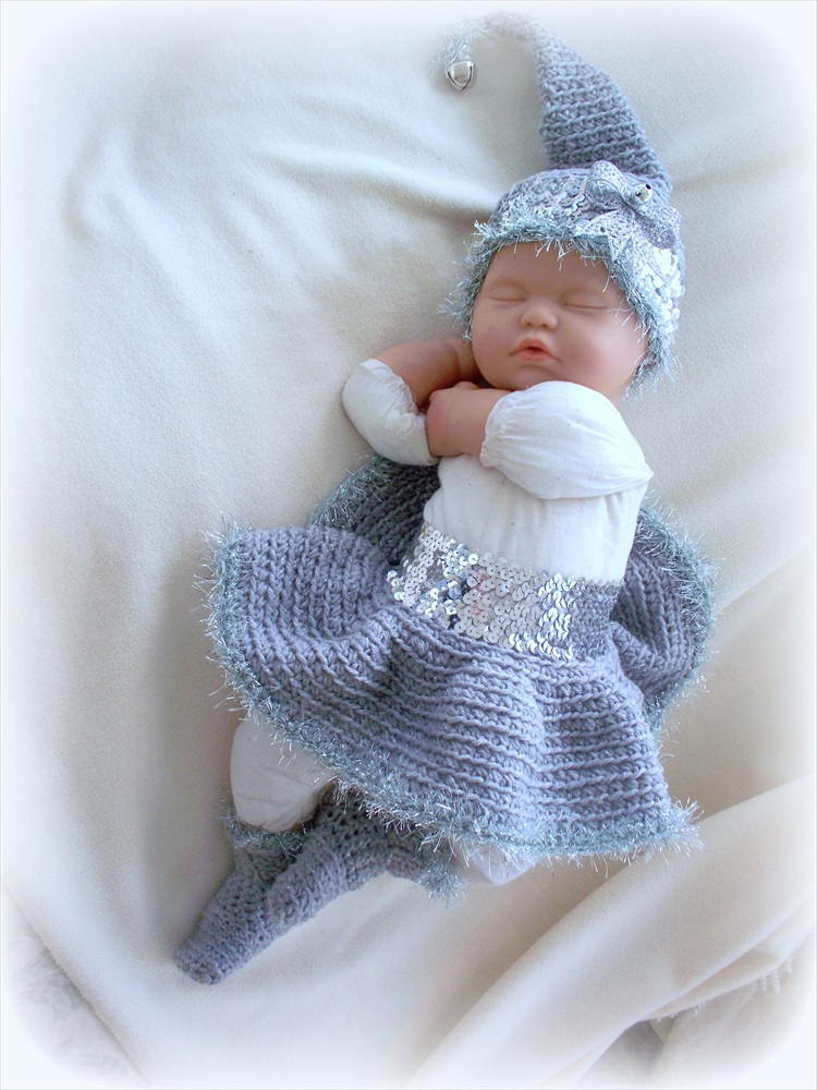 Silver Bells Elf Crochet Photo Prop For Infant, Born