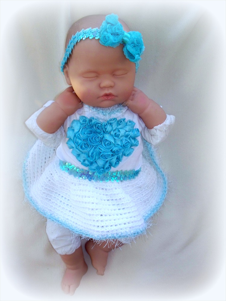 Newborn Baby Girl Sweetheart Onesie, Crochet Tutu And Headband Set