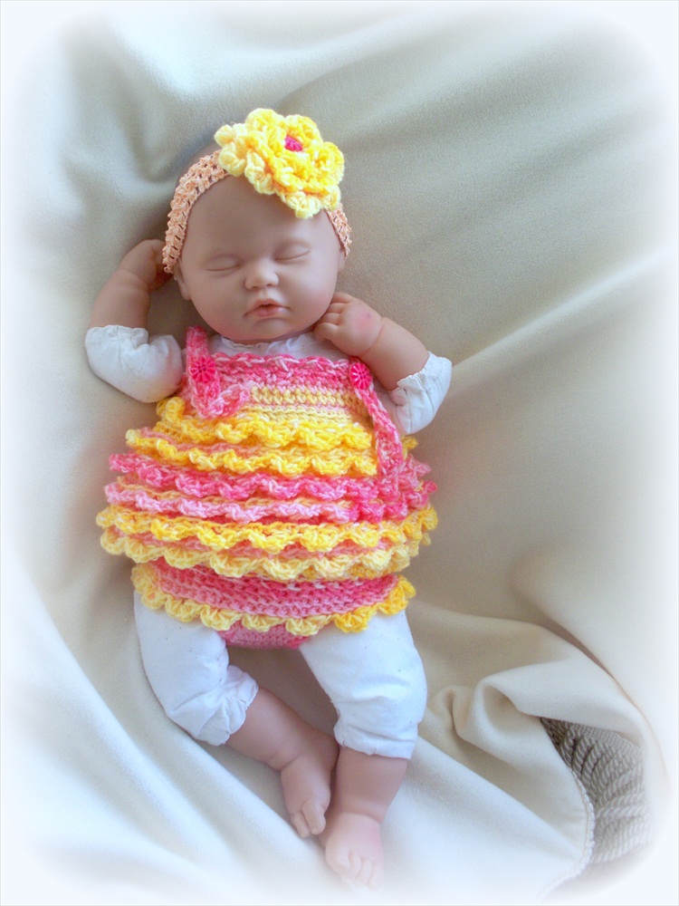 Baby Girl Crochet Diaper Cover, Headband And Dress Set on Luulla