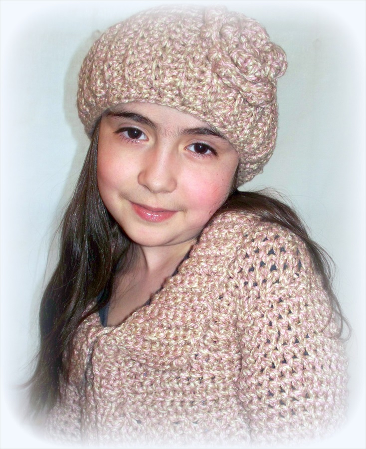 Blush Pink Little Girl Sweater And Hat Set Size 4 To 5 Years Old on Luulla